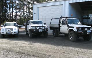 Some of KMR Drilling's fleet of vehicles